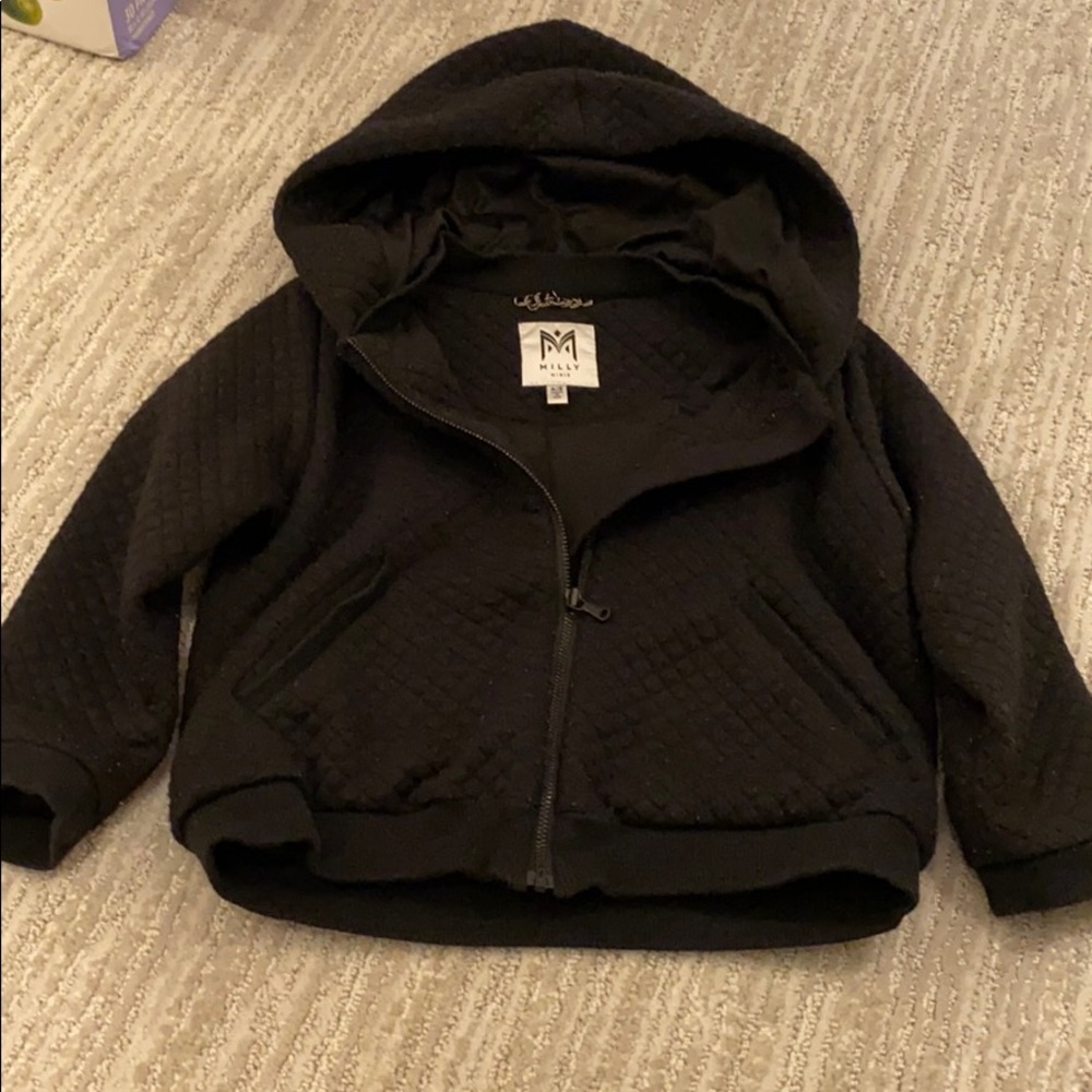 Girls Milly black quilted hoodie size 4/5.